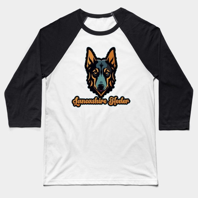 Lancashire Heeler Dog Head Baseball T-Shirt by DanielLiamGill